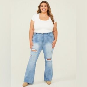 ARULA Plus Size Distressed Flare Jeans Size 22